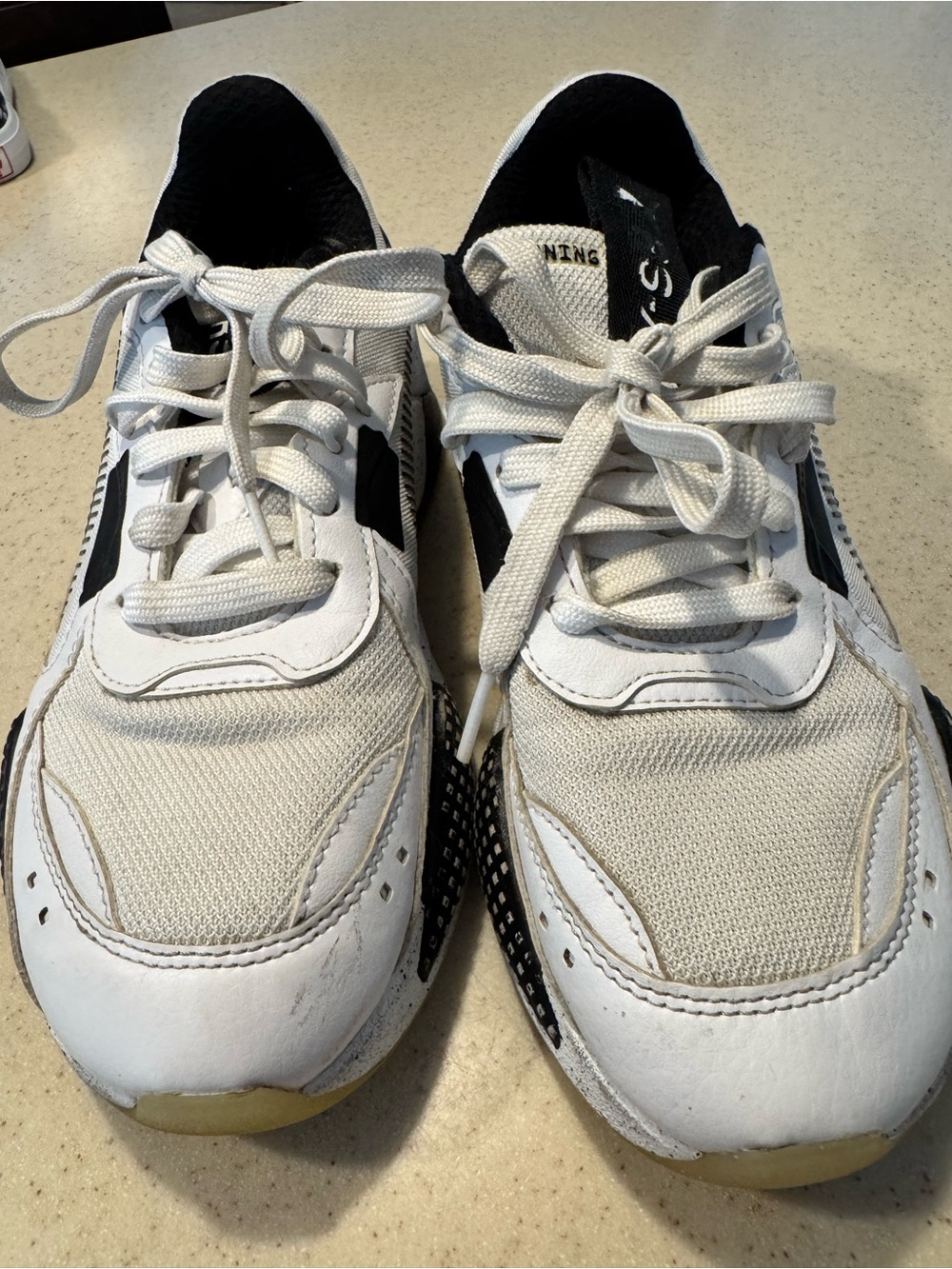 Puma White and Black Kids' Sneakers - Mesh Trainer